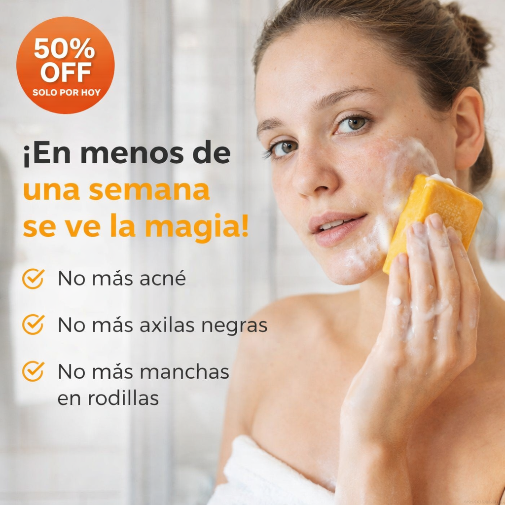 Jabón de cúrcuma. revela una piel más clara, limpia y uniforme. Compra 2 por el valor de 1
