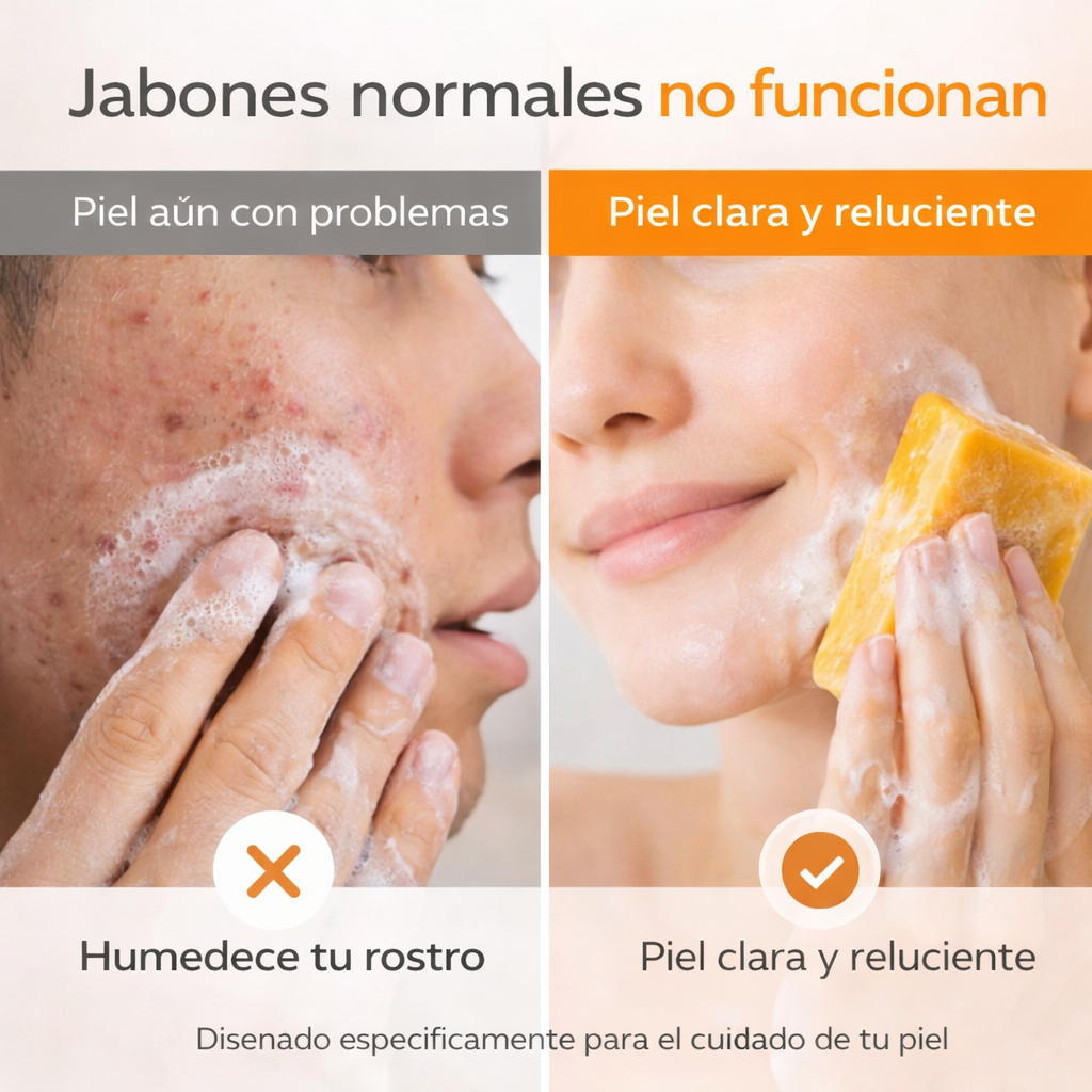 Jabón de cúrcuma. revela una piel más clara, limpia y uniforme. Compra 2 por el valor de 1